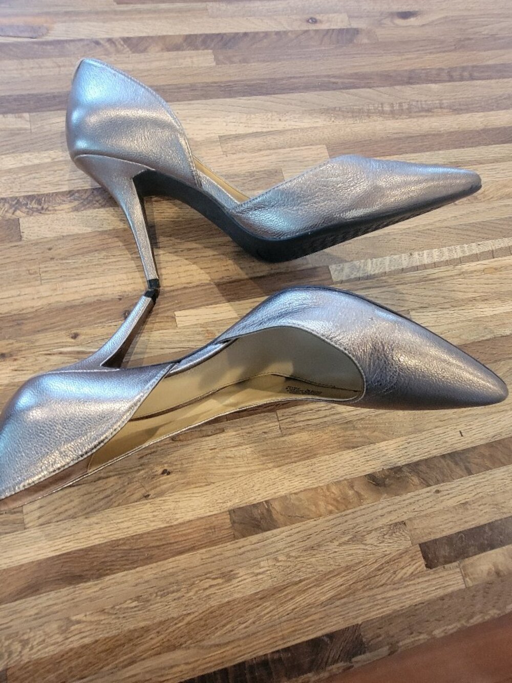 Michael Kors Metallic Leather High Heel Pointed Toe Pumps - Picture 7 of 15